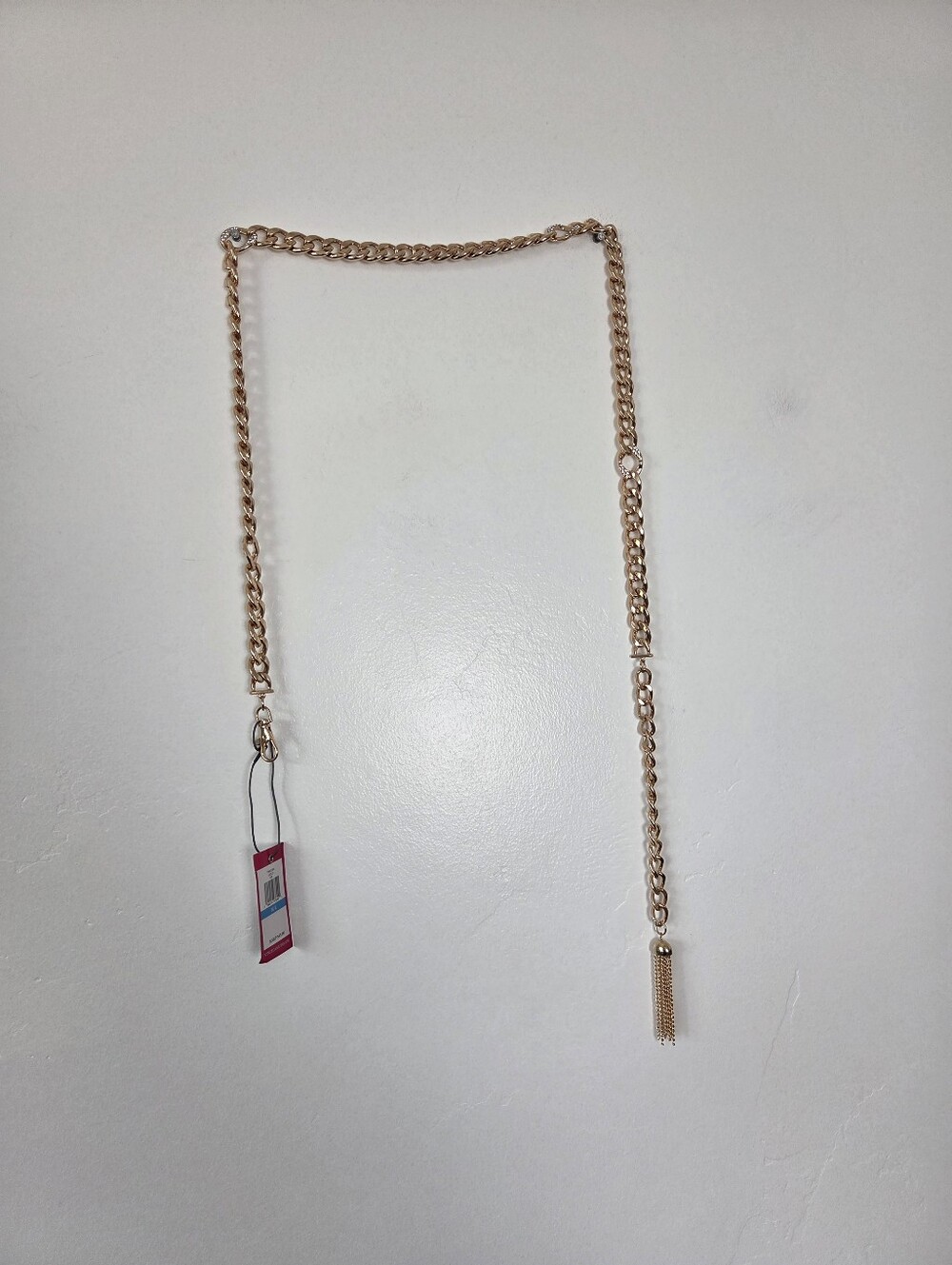 NEW Vince Camuto Gold Metal Chain Hook Belt Purse Strap Tassle Boho Indie M/L
